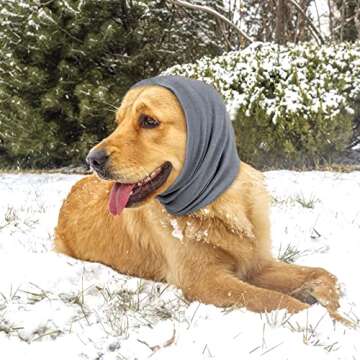 Dog Hat Hoodie, Winter Warm Dog Hat, No Flap Ear Wrap, for Anxiety Relief, Soothing, Grooming, Neck Warming Ear Muffs for Dogs (Grey, Small-9.5-14.1 inches)