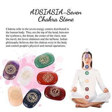 7 Chakra Stones-Reiki Healing Crystals-Engraved Chakra Symbols Chakra Stone Healing Crystals and Meditation Stones Meditation Reiki Supplies Purifying Nerve Healing Crystal Stones