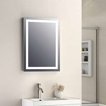 Homewerks 100150 24” x 30" LED Bathroom Mirror, Anti Fog Wall Mounted Horizontal or Vertical Vanit...