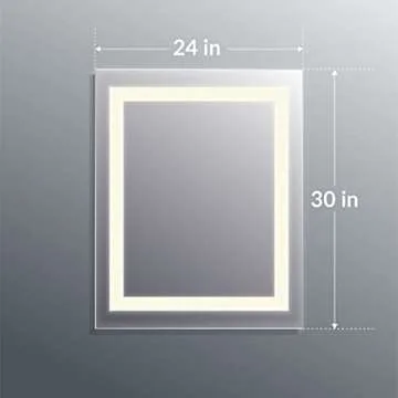 Homewerks 100150 24” x 30" LED Bathroom Mirror, Anti Fog Wall Mounted Horizontal or Vertical Vanity, 5000 Kelvin, Bright White Daylight Color Temperature Light, 24"x30"