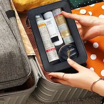 FFpaw Clear Makeup Bag Small, Small Cosmetic Bags for Women Waterproof Clear Makeup Case TSA Approved Toiletry Bags for Traveling Clear Mini Make Up Pouch with Zipper Car Organizer Travel Essentials