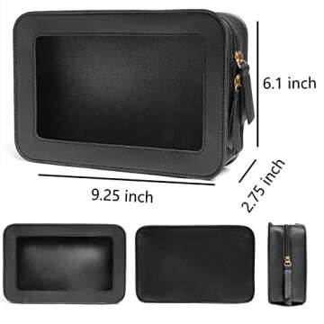 FFpaw Clear Makeup Bag Small, Small Cosmetic Bags for Women Waterproof Clear Makeup Case TSA Approved Toiletry Bags for Traveling Clear Mini Make Up Pouch with Zipper Car Organizer Travel Essentials