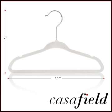 Casafield 50 Velvet Baby Hangers - 11" Size for Infant & Toddler Clothes - Ivory