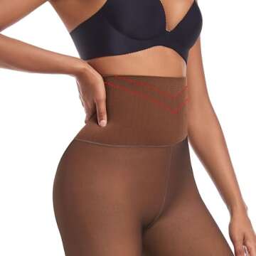 Soxbang Women Dark Skin Tone Fleece Lined Tights,Fake Translucent Pantyhose Thermal Tights High Waist Leggings for Winter-Large