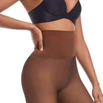 Soxbang Women Dark Skin Tone Fleece Lined Tights,Fake Translucent Pantyhose Thermal Tights High Waist Leggings for Winter-Large