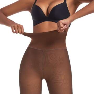 Soxbang Women Dark Skin Tone Fleece Lined Tights,Fake Translucent Pantyhose Thermal Tights High Waist Leggings for Winter-Large