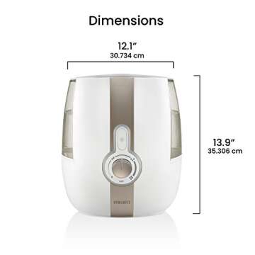 HoMedics Cool Mist Ultrasonic Humidifier - 1.4 Gallon, Runs up to 65 hours, On/Off Night Light, Auto shut-off, Demineralization Cartridge Included, UHE-CM65BK