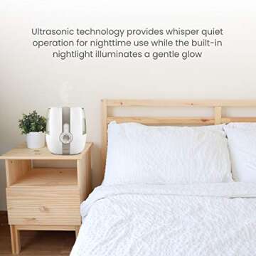 HoMedics Cool Mist Ultrasonic Humidifier - 1.4 Gallon, Runs up to 65 hours, On/Off Night Light, Auto shut-off, Demineralization Cartridge Included, UHE-CM65BK