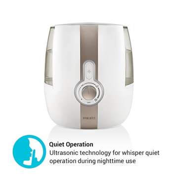 HoMedics Cool Mist Ultrasonic Humidifier - 1.4 Gallon, Runs up to 65 hours, On/Off Night Light, Auto shut-off, Demineralization Cartridge Included, UHE-CM65BK