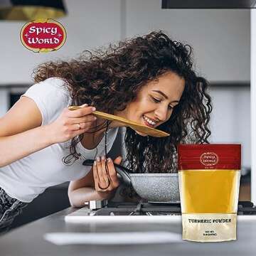 Spicy World Turmeric Powder 5 Pound Bulk Bag - Indian Turmeric Root Ground (Haldi) - Minimum Curcumin 2.5%