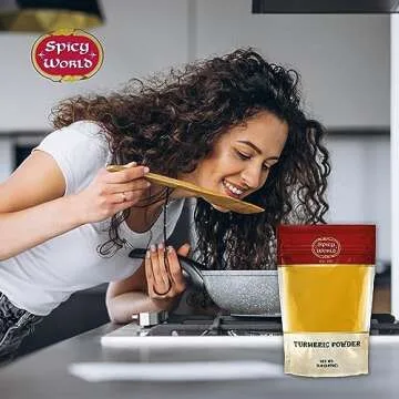 Spicy World Turmeric Powder 5 Pound Bulk Bag - Indian Turmeric Root Ground (Haldi) - Minimum Curcumin 2.5%