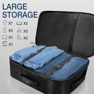 Dinictis 40L Travel Backpack Carry on Flight Approved, Backpack Suitcase for Travel, Personal Item Travel Bag fits 17 inch Laptop- Black