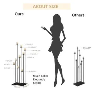 48” Tall Black Candelabra Centerpiece for 9 Arms Candlesticks, Metal Floor Candle Holders for Christmas Wedding Home Halloween Party Decoration