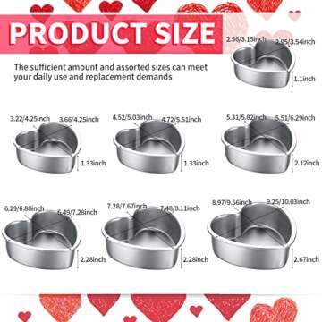Sieral 7 Pcs Valentine‘s Day Aluminum Heart Shaped Cake Pans Set 3/4/ 5/6/ 8/10 Inch DIY Nonstick ...