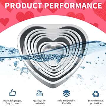 Sieral 7 Pcs Valentine‘s Day Aluminum Heart Shaped Cake Pans Set 3/4/ 5/6/ 8/10 Inch DIY Nonstick Baking Pan with Removable Bottom Cake Dessert Baking Mould Valentine‘s Day Supplies