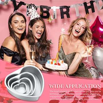 Sieral 7 Pcs Valentine‘s Day Aluminum Heart Shaped Cake Pans Set 3/4/ 5/6/ 8/10 Inch DIY Nonstick Baking Pan with Removable Bottom Cake Dessert Baking Mould Valentine‘s Day Supplies