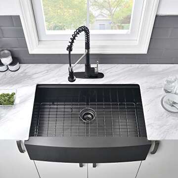 33 Black Farmhouse Kitchen Sink Workstation-VASOYO 33x22 Black Stainless Steel Farmhouse Sink Apron ...