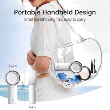 JISULIFE Handheld Turbo Fan [16H Max Cooling Time] Mini Portable Hand Fan, 4000mAh USB Rechargeable Personal, Battery Operated Small with 5 Speeds for Travel/Outdoor/Home/Office - White
