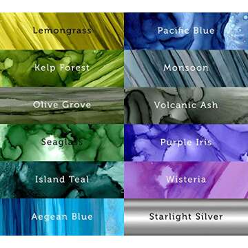 T-Rex Inks Premium Alcohol Inks Cool Earth Set- 12 Cool Tone Colors - Alcohol Ink for Epoxy Resin Dy...