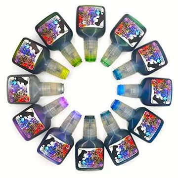 T-Rex Inks Premium Alcohol Inks Cool Earth Set- 12 Cool Tone Colors - Alcohol Ink for Epoxy Resin Dye, Painting, Tumbler Making & More - Includes Storage Box & Metallic Silver Ink - 20ml Bottles