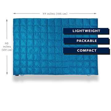Get Out Gear Down Camping Blanket - Outdoor Lightweight Packable 650 Fill Power Down Blanket Compact Waterproof and Warm Backpacking Quilt for Camping Hiking Travel Hammock