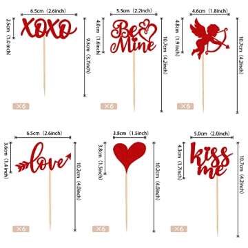 36 Pack Valentine's Day Cupcake Toppers for Sweet Celebrations