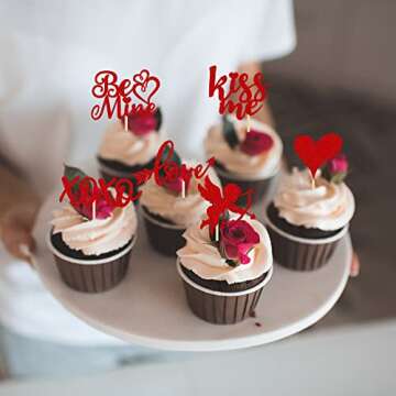 36 Pack Valentine's Day Cupcake Toppers for Celebrations