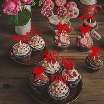 36 Pack Valentine's Day Cupcake Toppers for Celebrations