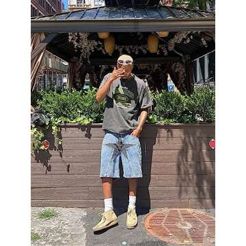 Aelfric Eden Unisex Star Patchwork Jorts Women Denim Shorts Men y2k Casual Baggy Streetwear Jeans Shorts