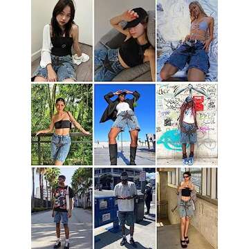 Aelfric Eden Unisex Star Patchwork Jorts Women Denim Shorts Men y2k Casual Baggy Streetwear Jeans Shorts