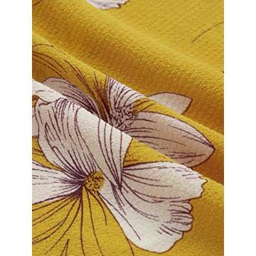 Milumia Women's Button Up Split Floral Print Flowy Party Maxi Dress Yellow and White Large