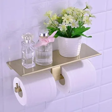 Stunning TRUSTMI Dual Roll Toilet Paper Holder with Phone Shelf