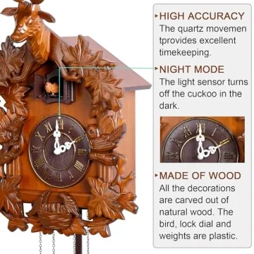 Kendal Handcrafted Wood Cuckoo Clock for Unique Decor
