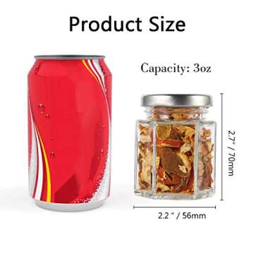 Art Secret 16-Pack Magnetic Hexagon Spice Jars with Magnet Lids, Stainless Steel Wall-Plate, Inner Sifter Pour Insert, and 394 Labels - 3 oz Glass Jars for Kitchen, Pantry, RV (Patented Design)