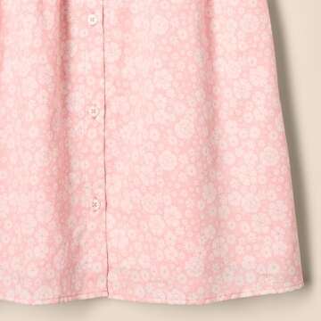 Amazon Essentials x Sofia Grainge Baby Girls' Cotton Sateen Dress with Collar, Pink Ivory Delicate Floral, 12 Months