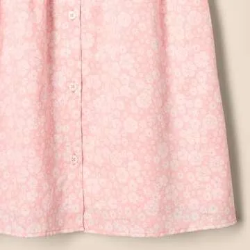 Amazon Essentials x Sofia Grainge Baby Girls' Cotton Sateen Dress with Collar, Pink Ivory Delicate Floral, 12 Months