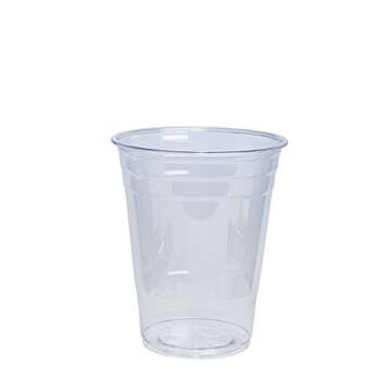 Comfy Package [16 oz. - 100 Pack Crystal PET Clear Plastic Cups for Party - Ideal for Cold Beverages...