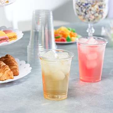 Comfy Package [16 oz. - 100 Pack Crystal PET Clear Plastic Cups for Party - Ideal for Cold Beverages, Smoothies, and Parties