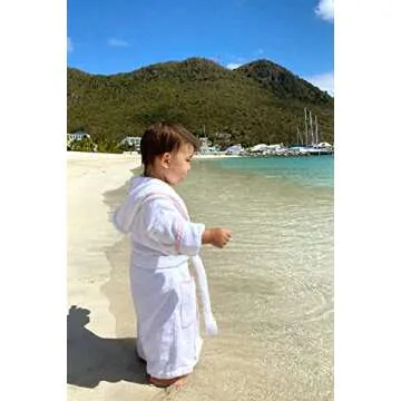 MAURA Prince George Style Kids Bathrobe. Luxury Kids Hooded Bathrobe White and Pink Checkered Binding For Toddlers Turkish Terry Bath Towel Cute and Cuddly. Super Soft and Absorbent.