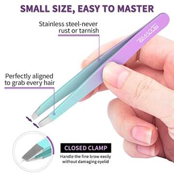 TsMADDTs 7PCS Tweezers for Women Facial Hair, Precision Tweezer Set for Eyebrows with Curved Scissor and Eyebrow Razor for Ingrown Hair