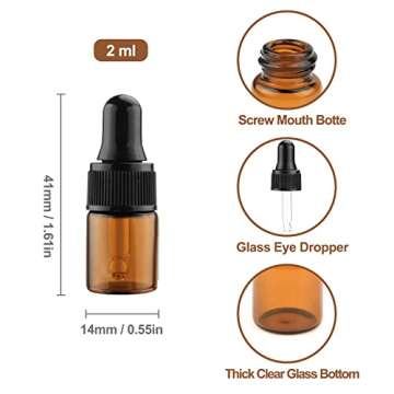 15Pcs Amber Glass Dropping Bottles: Essential Oil & Liquid Storage