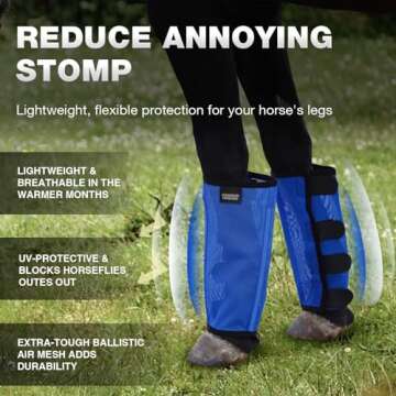Harrison Howard Fly Boots for Horses - Set of 4 - UV Protective & Extra Tough Mesh 