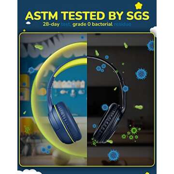 awatrue Kids Headphones Wired Toddler Headphones with Microphone, Over-Ear Headphones, 85/94dB Volume-Limiting, 3.5mm Jack, Foldable On-Ear Design (Bluegreen+Pink)