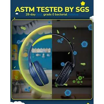 awatrue Kids Headphones Wired Toddler Headphones with Microphone, Over-Ear Headphones, 85/94dB Volume-Limiting, 3.5mm Jack, Foldable On-Ear Design (Bluegreen+Pink)