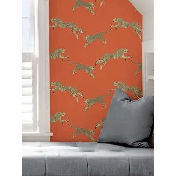 Scalamandre Clementine Leaping Cheetah Peel & Stick Wallpaper