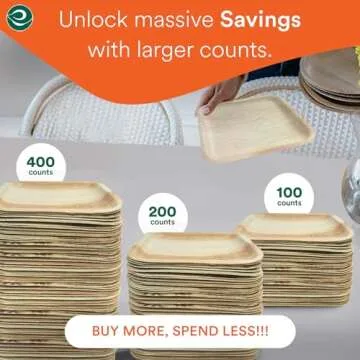 ECO SOUL Compostable Palm Leaf Plates 100 Count