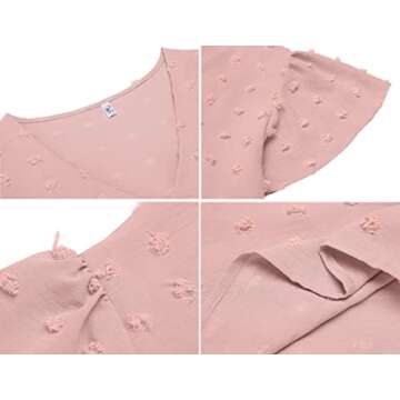 Plus Size Swiss Dot V Neck Blouse for Women