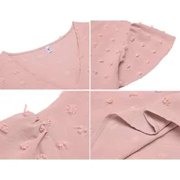 Plus Size Swiss Dot V Neck Blouse for Women