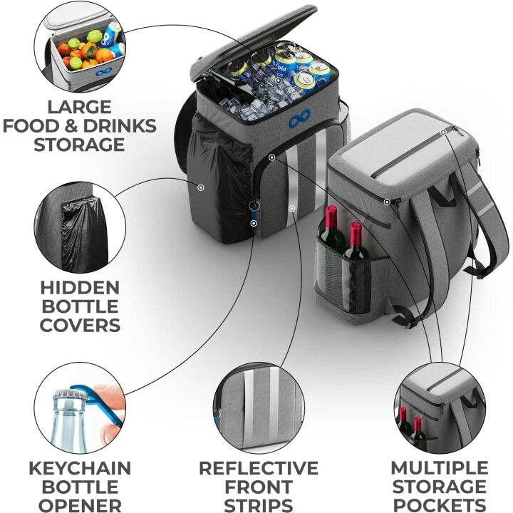 Insulated Backpack Cooler - 54 Cans & Leak Proof!
