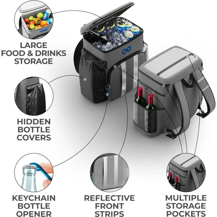 Insulated Backpack Cooler - 54 Cans & Leak Proof!